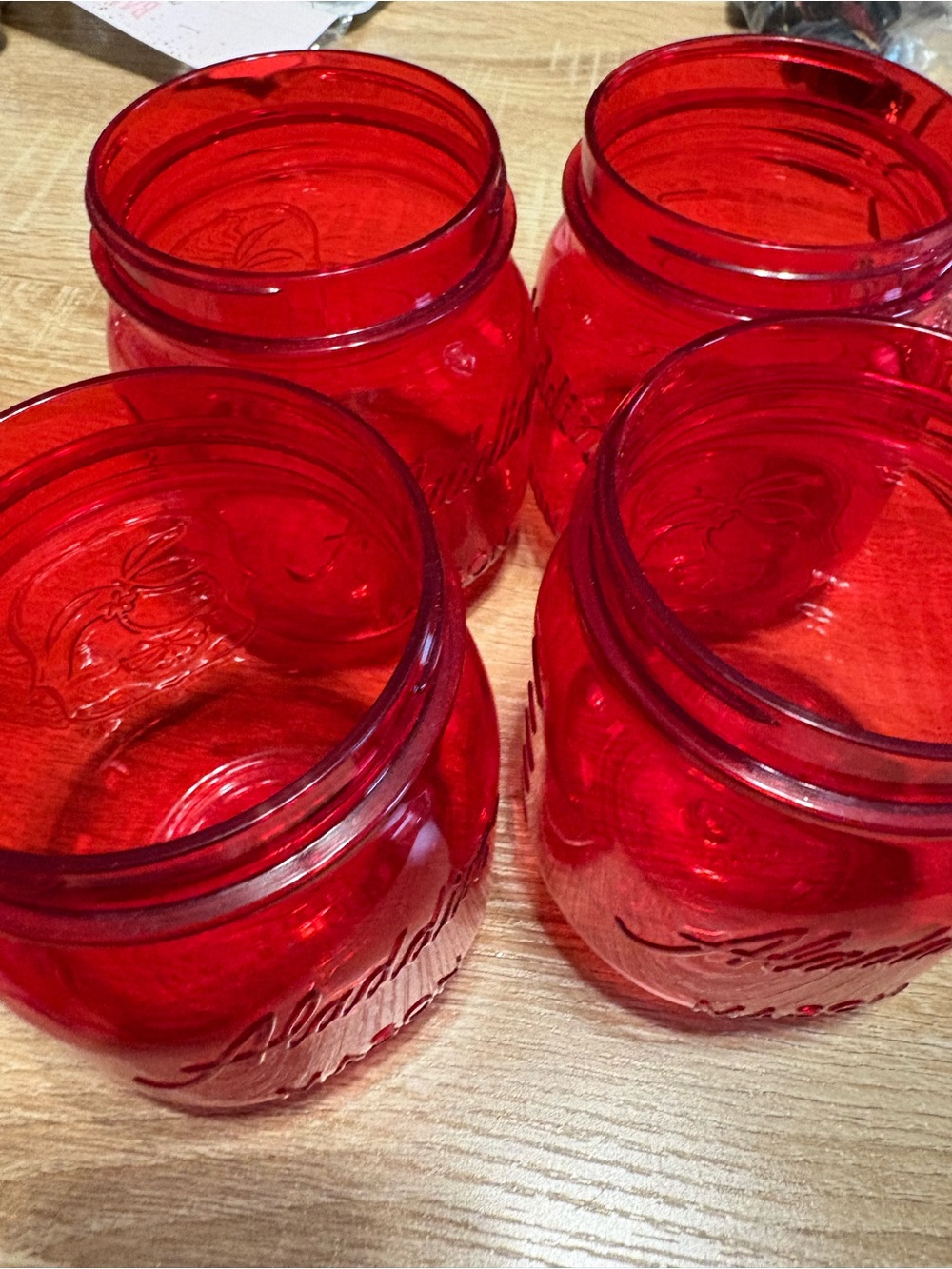 Red Mason Jars - Set of 4 - Picture 3 of 9